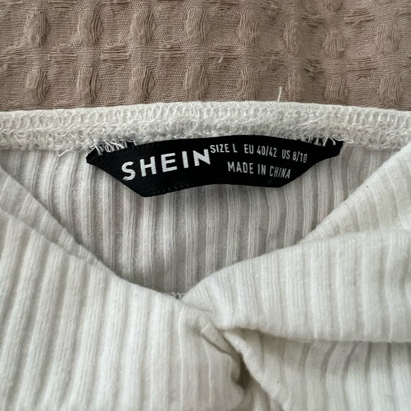 SHEIN | White Ribbed Twist Front Bodysuit Tank Top - Picture 11 of 14